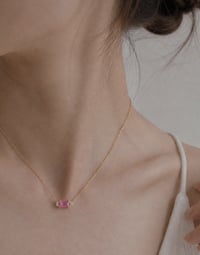 Image 2 of Pink Sapphire Crescent Necklace