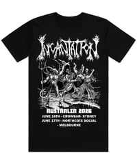 Image 2 of INCANTATION - USA - 2026 AUSTRALIA TOUR SHIRT  PRE ORDER