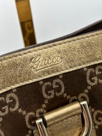 Image 2 of Gucci GG Satin Abbey D Ring Tote Bag Brown/Gold
