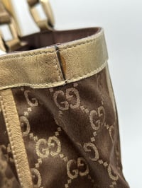 Image 5 of Gucci GG Satin Abbey D Ring Tote Bag Brown/Gold
