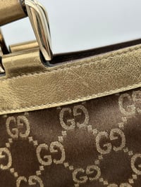 Image 3 of Gucci GG Satin Abbey D Ring Tote Bag Brown/Gold