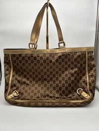 Image 12 of Gucci GG Satin Abbey D Ring Tote Bag Brown/Gold