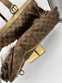 Image 17 of Gucci GG Satin Abbey D Ring Tote Bag Brown/Gold