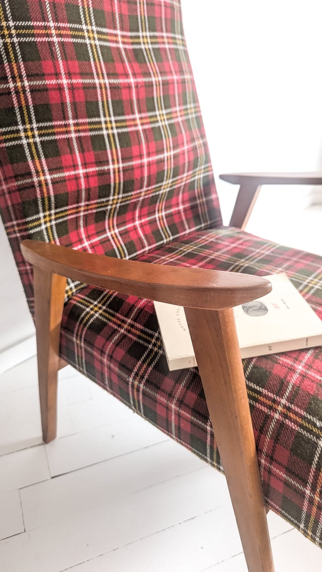 Fauteuil tissu tartan 