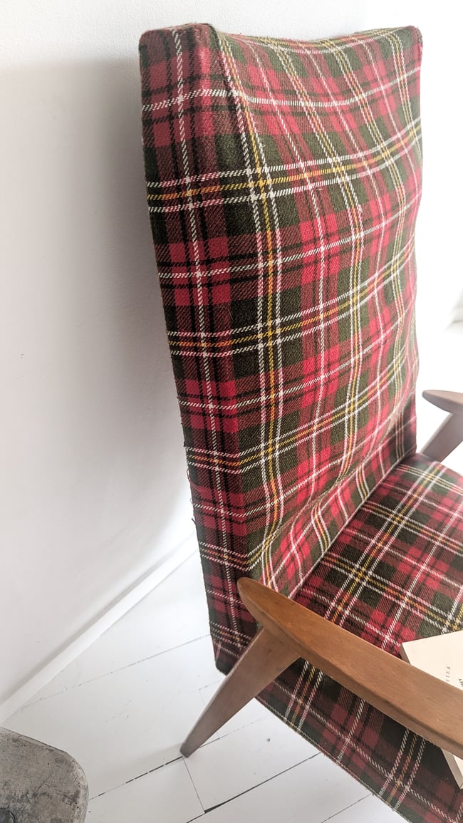 Fauteuil tissu tartan 