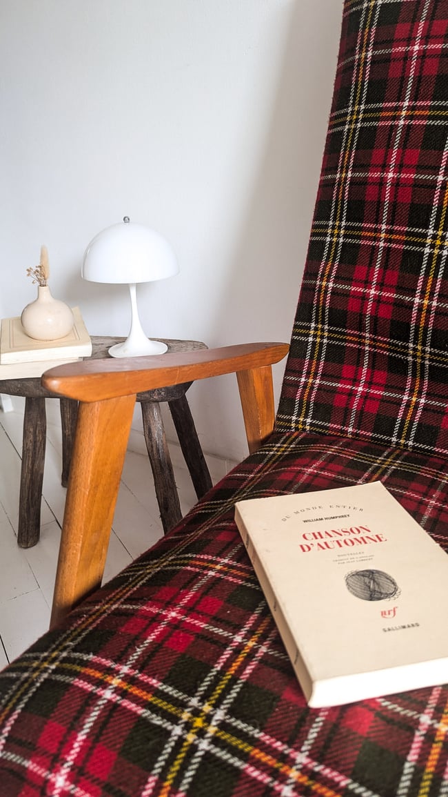 Fauteuil tissu tartan 