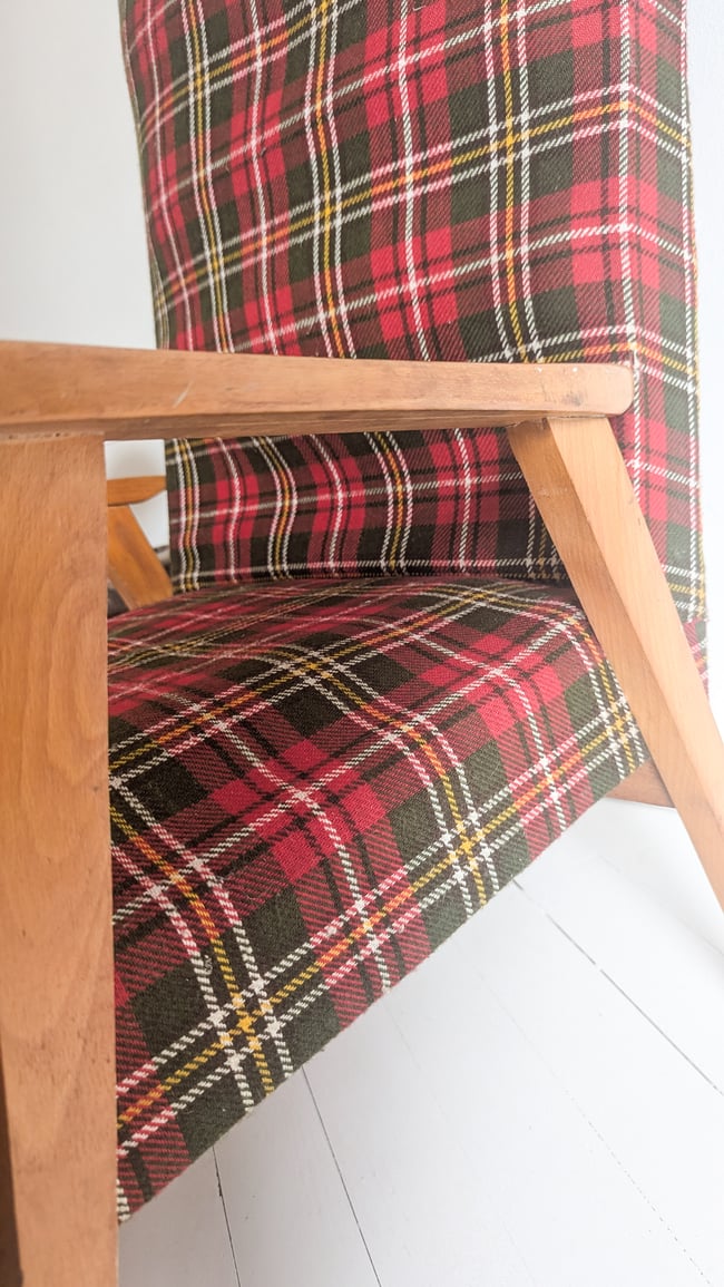 Fauteuil tissu tartan 
