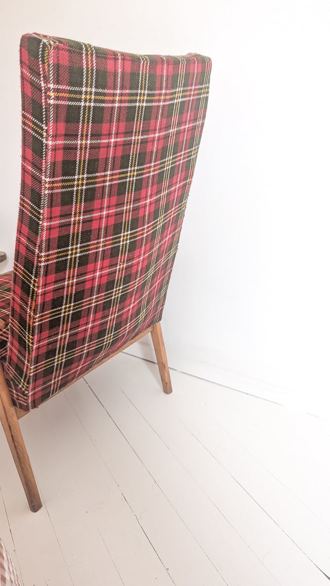 Fauteuil tissu tartan 