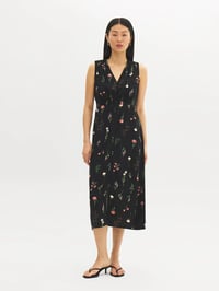 Floral V-Neck Smocked Midi Dress