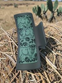 Image 2 of Cute Highland Cow Engraved Leatherette Hair Clip – 4” Durable Soft Plastic