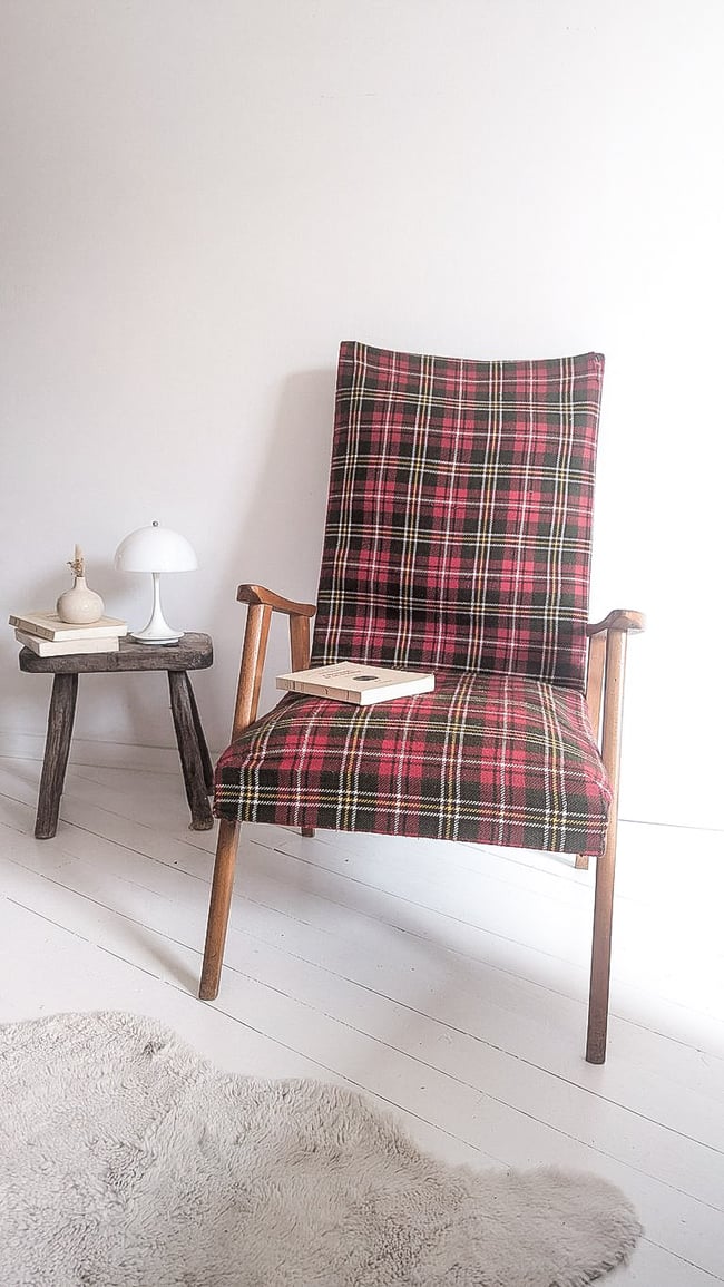 Fauteuil tissu tartan 