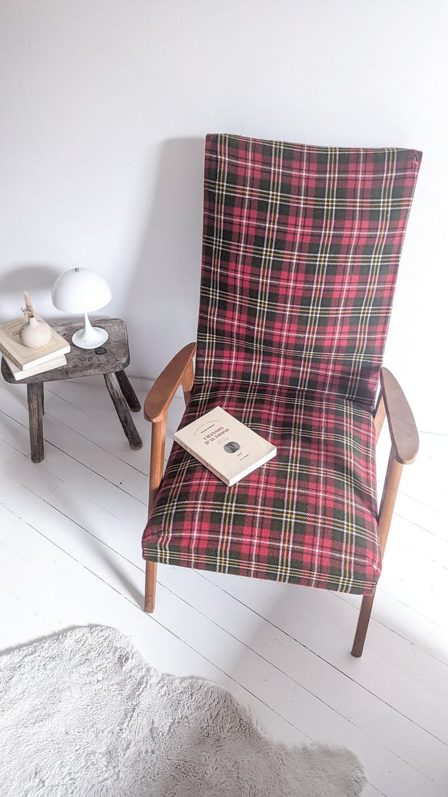 Fauteuil tissu tartan 