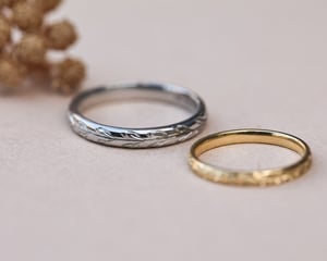 Image of Platinum 3mm ‘Olive leaf’ engraved ring