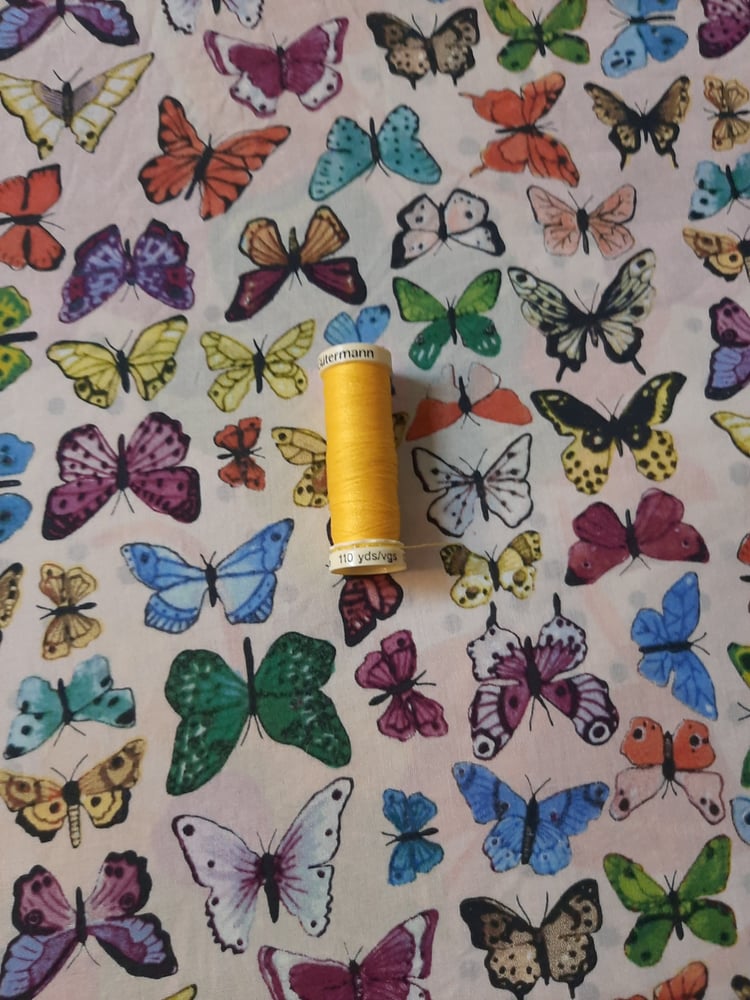 Image of Handkerchief - large - butterflies on white background