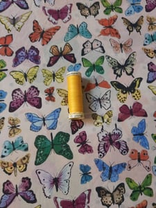 Image of Handkerchief - large - butterflies on white background