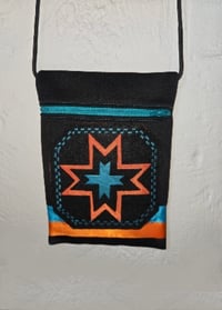 Image 1 of Southwest Cross-Body Bag - Black, Turquoise & Orange- Native American - 