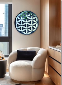 Image 1 of Black flower of life mirror mosaic