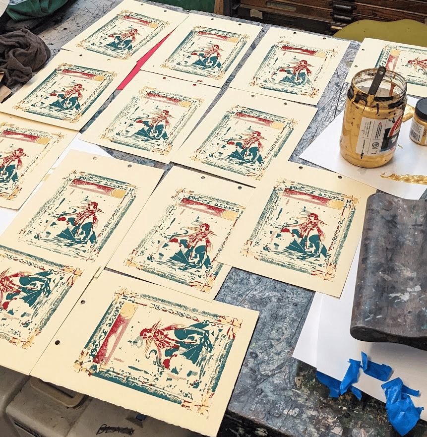 Image of NEW! Minerva in the Forest Screenprint + Sticker Bundle