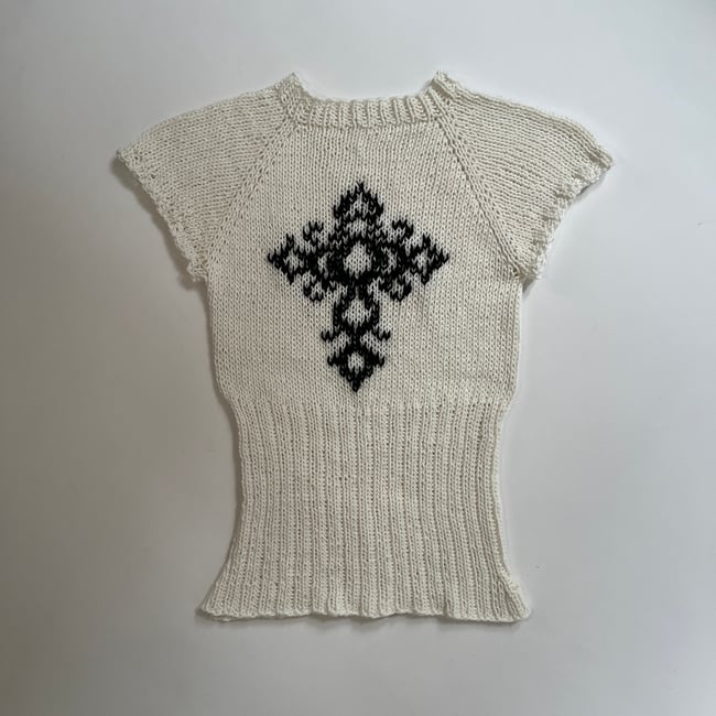 moth tee with duplicate stitch cross 2
