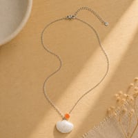 Image 2 of Χειροποίητο Κολιέ "Scallop & Bead Shell" – Ατσάλινη Αλυσίδα
