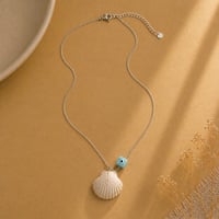 Image 2 of Χειροποίητο Κολιέ "Eye & Scallop Shell" – Ατσάλινη Αλυσίδα