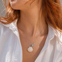 Image 3 of Χειροποίητο Κολιέ "Eye & Scallop Shell" – Ατσάλινη Αλυσίδα