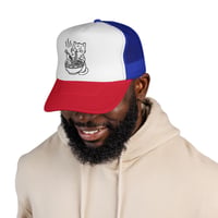 Image 2 of Cat Eating Ramen Trucker Cap | Cute Noodle Bowl Illustration