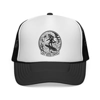 Image 1 of Salt Water Cowboy surf wave logo Trucker Cap | vintage surfer emblem mesh hat