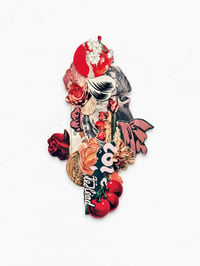 Image 4 of ‘floating peonies, summer fruits’ – gold abstract earring dangles