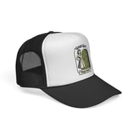 Image 2 of Great Girl Huge Bush Trucker Cap | Vintage Girl and Shrub Illustration