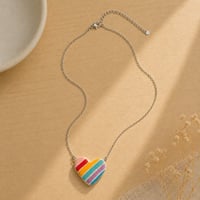 Image 2 of Χειροποίητο Κολιέ "Rainbow Heart" – Ατσάλινη Αλυσίδα