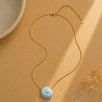 Image 2 of Χειροποίητο Κολιέ "Blue Pebble Shell" – Ατσάλινη Αλυσίδα