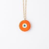 Image 1 of Χειροποίητο Κολιέ "Orange Evil Eye" – Ατσάλινη Αλυσίδα