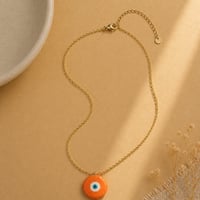 Image 2 of Χειροποίητο Κολιέ "Orange Evil Eye" – Ατσάλινη Αλυσίδα