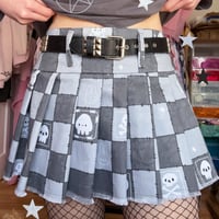 Image 1 of Pleated Grey Check Mini Skirt (Size UK10)