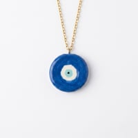Image 1 of Χειροποίητο Κολιέ "Deep Blue Evil Eye" – Ατσάλινη Αλυσίδα