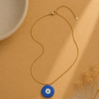 Image 2 of Χειροποίητο Κολιέ "Deep Blue Evil Eye" – Ατσάλινη Αλυσίδα