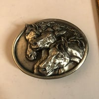 Image 1 of 1984 small pharaohs horses belt buckle 