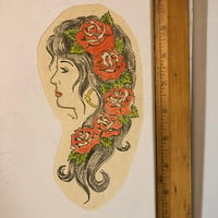 Image 1 of 1970’s hand colored lady head roses pork chop bit