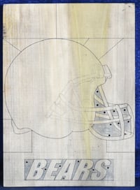Image 2 of Chicago Bears Hand Crafted 3D Wooden Team Helmet Wall Décor. 