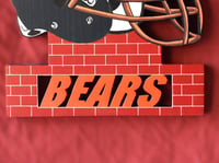 Image 4 of Chicago Bears Hand Crafted 3D Wooden Team Helmet Wall Décor. 