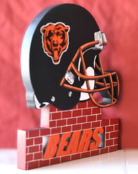 Image 10 of Chicago Bears Hand Crafted 3D Wooden Team Helmet Wall Décor. 