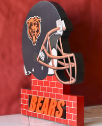 Image 11 of Chicago Bears Hand Crafted 3D Wooden Team Helmet Wall Décor. 
