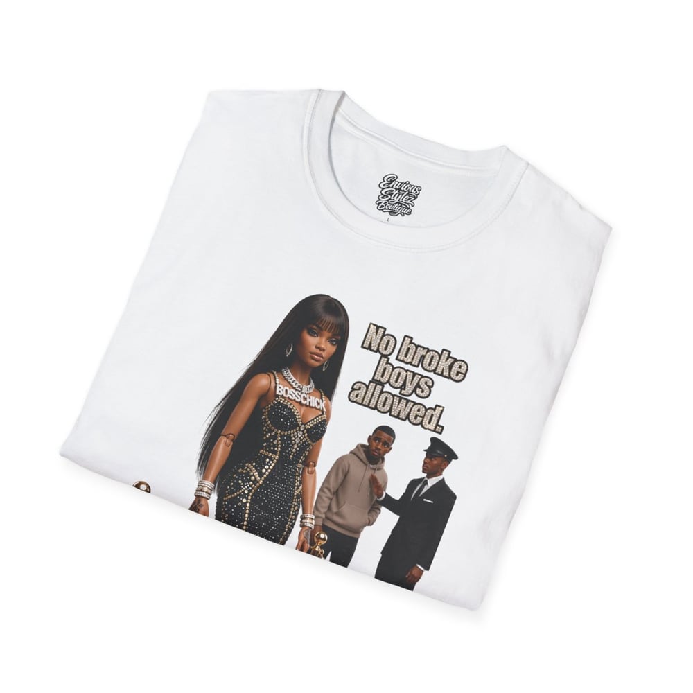 Image of No Broke Boys Allowed T-Shirt — Funny Luxe Night Out Graphic Tee