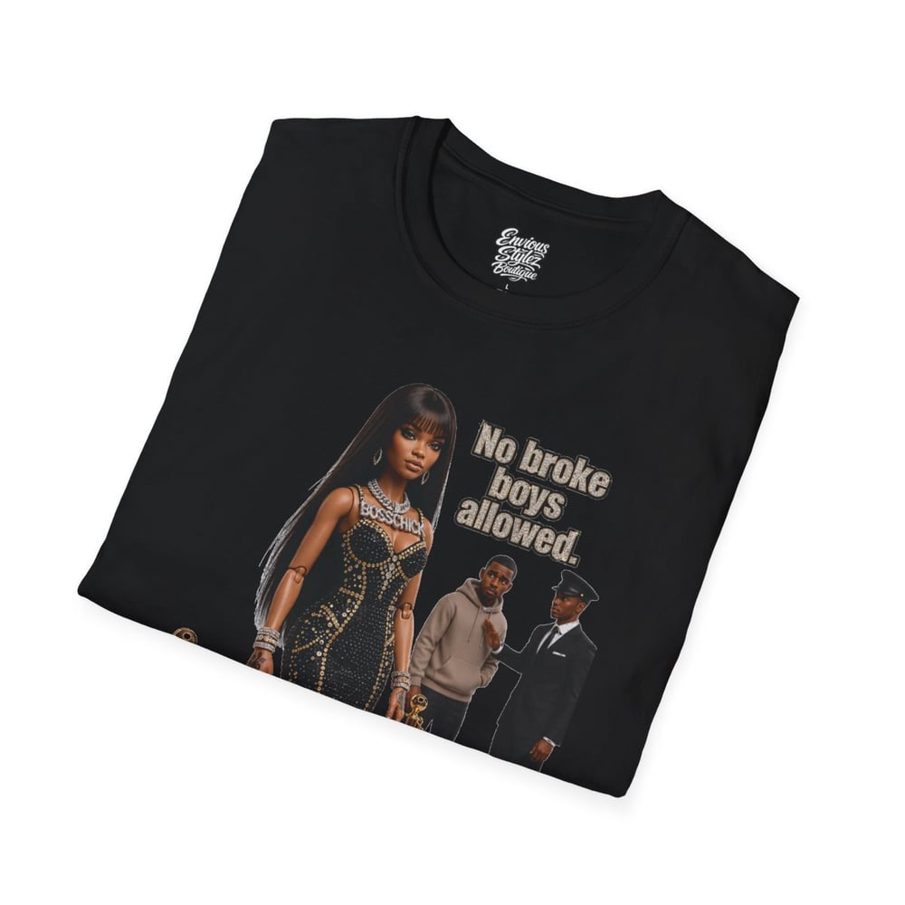 Image of No Broke Boys Allowed T-Shirt — Funny Luxe Night Out Graphic Tee