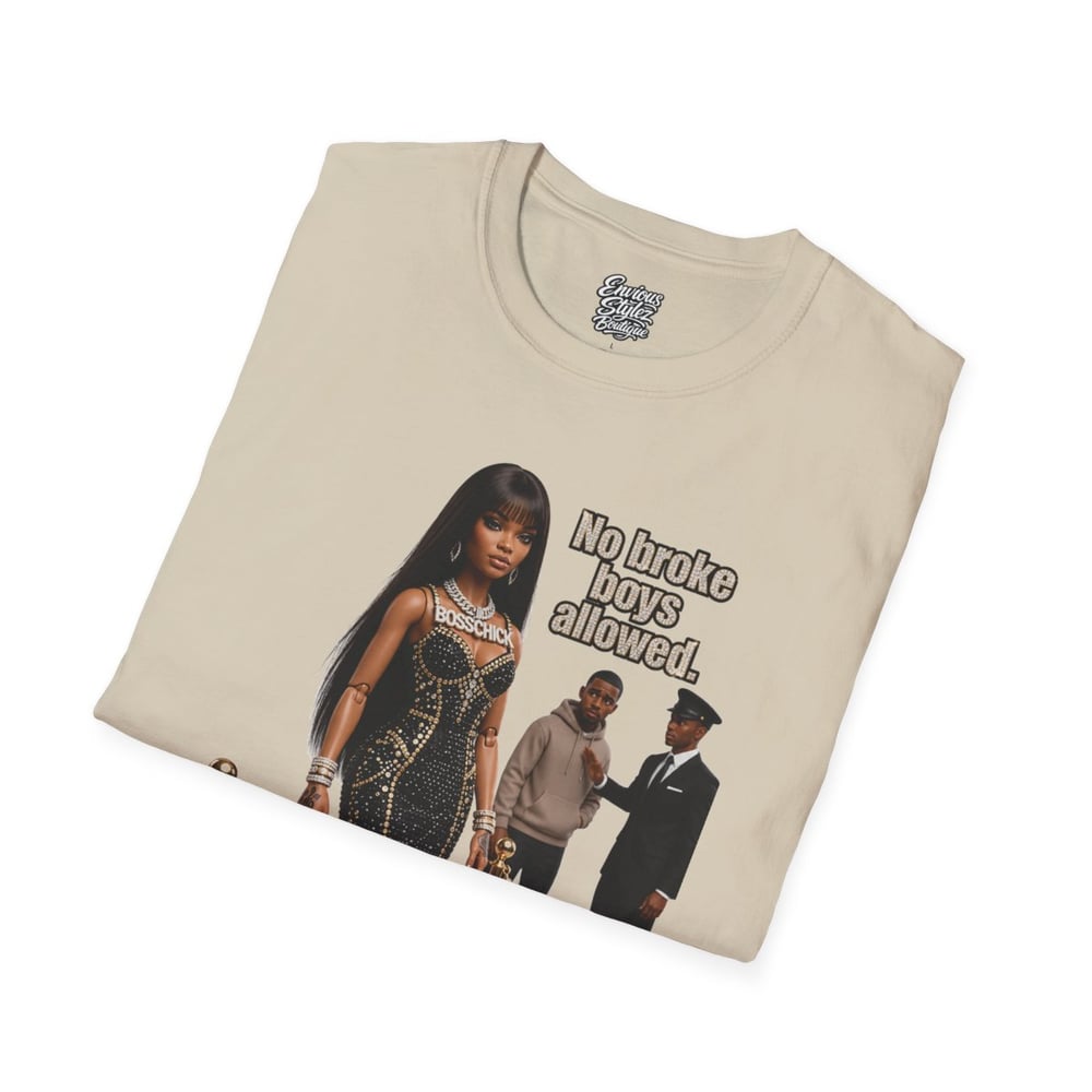 Image of No Broke Boys Allowed T-Shirt — Funny Luxe Night Out Graphic Tee