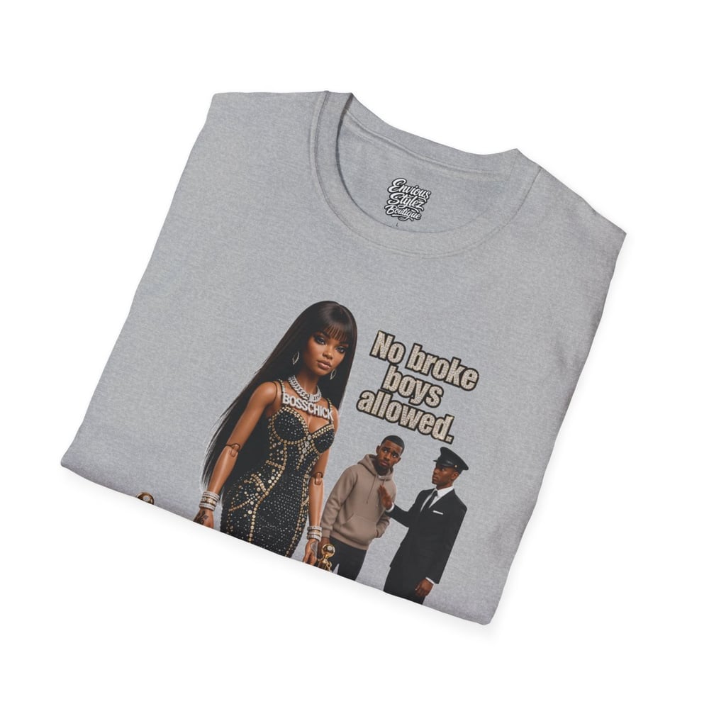 Image of No Broke Boys Allowed T-Shirt — Funny Luxe Night Out Graphic Tee
