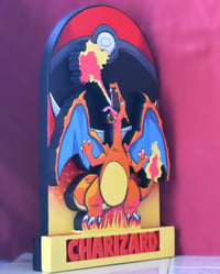 Image 3 of Pokémon Charizard 11 ¼ Inches x 16 Inches Hand Crafted 3D Wooden Diorama Hanging Wall Artwork 