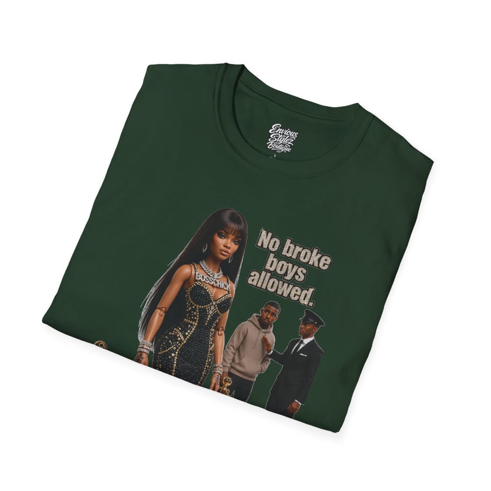 Image of No Broke Boys Allowed T-Shirt — Funny Luxe Night Out Graphic Tee