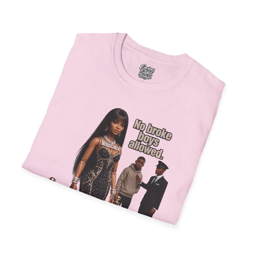 Image of No Broke Boys Allowed T-Shirt — Funny Luxe Night Out Graphic Tee